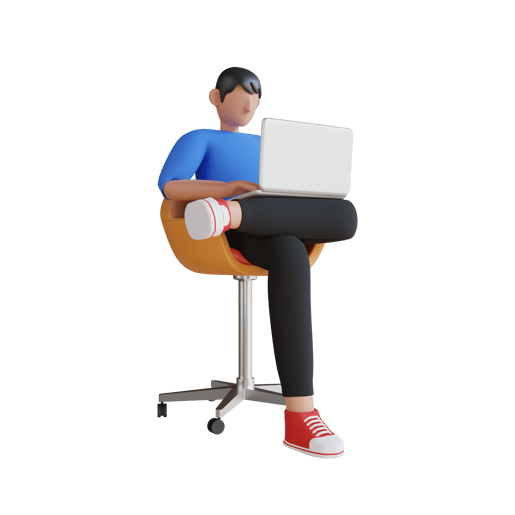 Character Sitting on chair with Laptop